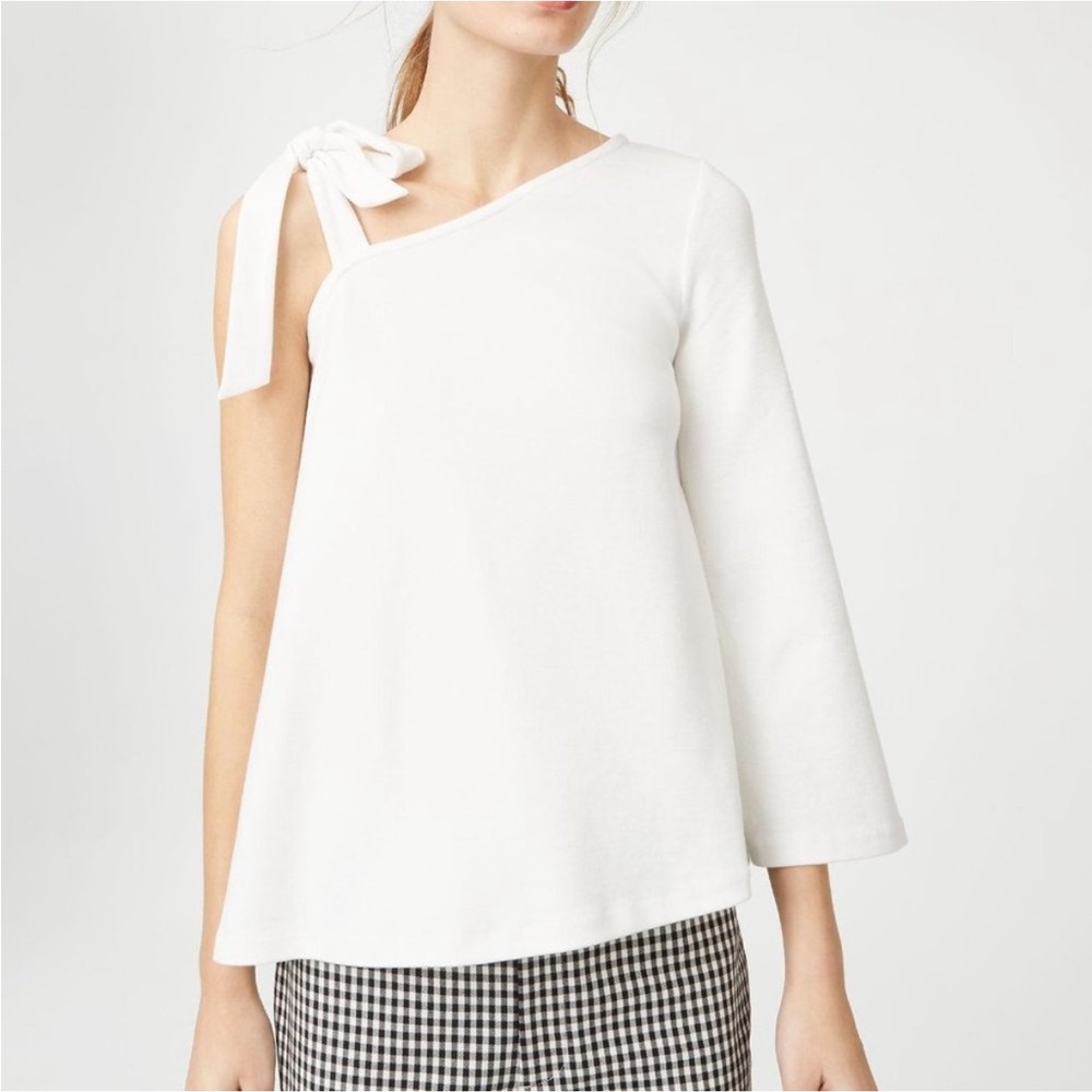 Club Monaco White One Shoulder Top Sz Large